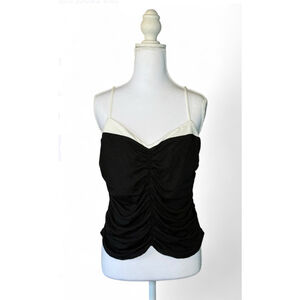 Elodie Black & White Ruched Colorblock Cami Top | Size XL | NWT